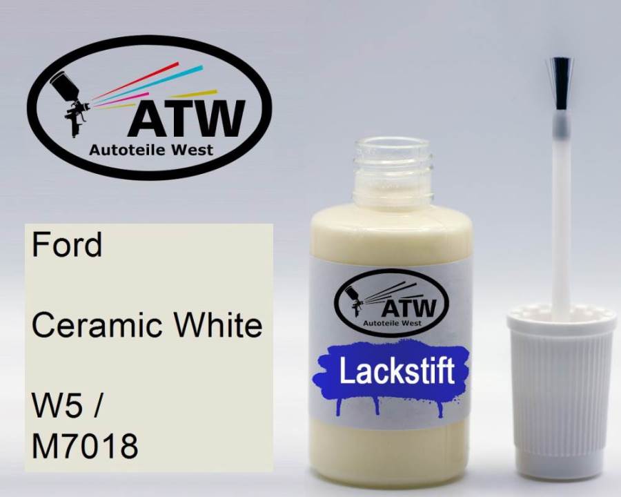 Ford, Ceramic White, W5 / M7018: 20ml Lackstift, von ATW Autoteile West.